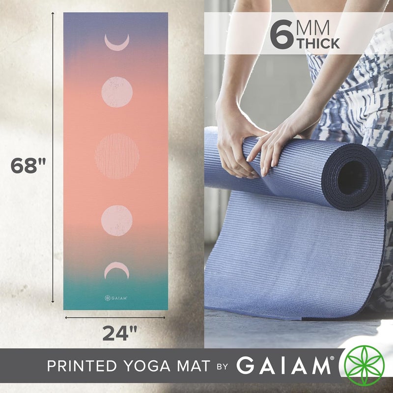 Gaiam Yoga Mat - Premium 6mm Print Extra Thick Non Slip Exercise & Fitness Mat for All Types of Yoga, Pilates & Floor Workouts (68"L x 24"W x 6mm Thick) - Image 3